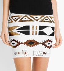 Tribal Aztec Gold and Black Design Mini Skirt