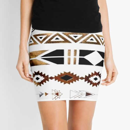 Tribal Aztec Gold and Black Design Mini Skirt