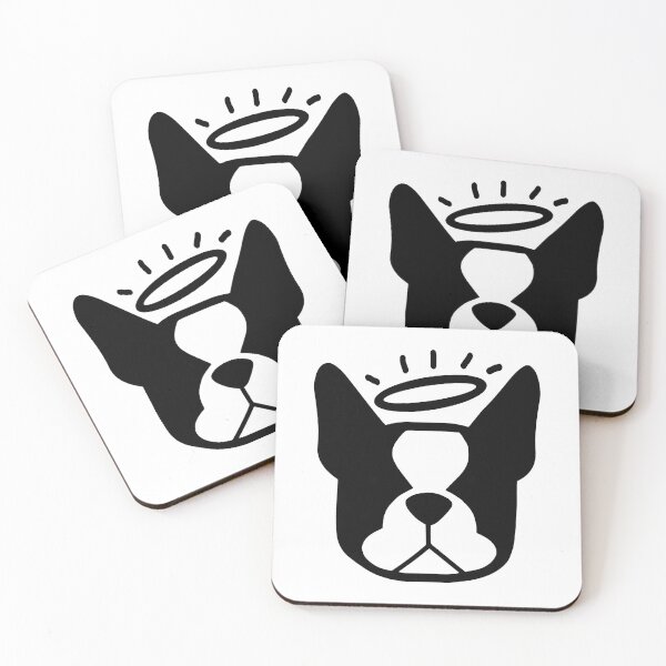 Item preview, Boston Terrier angel - sweet Boston halo pup in black and white by SmooshfaceUnited designed and sold by smooshfaceutd.