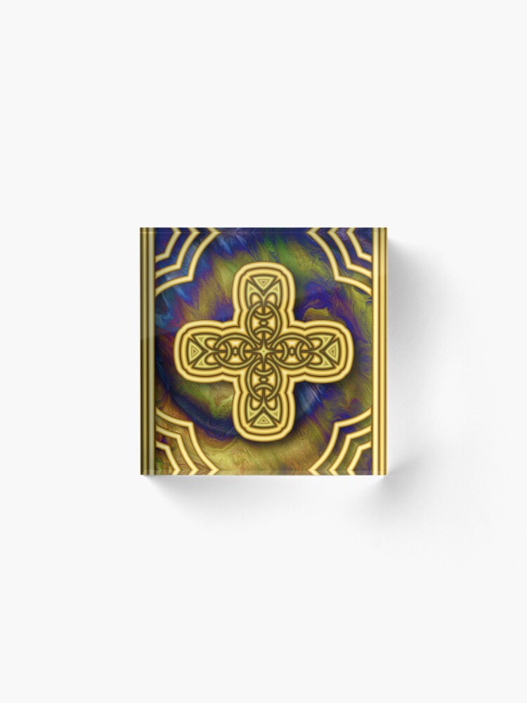 Alternate view of Gold Cross Acrylic Block