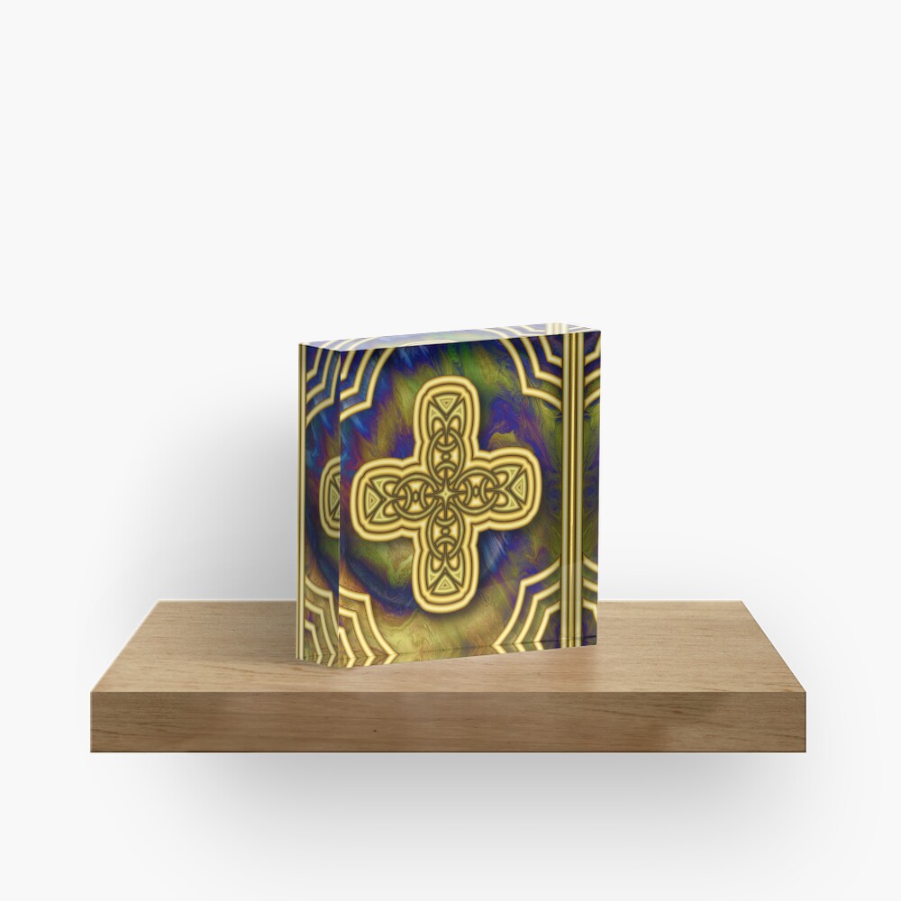 Gold Cross Acrylic Block