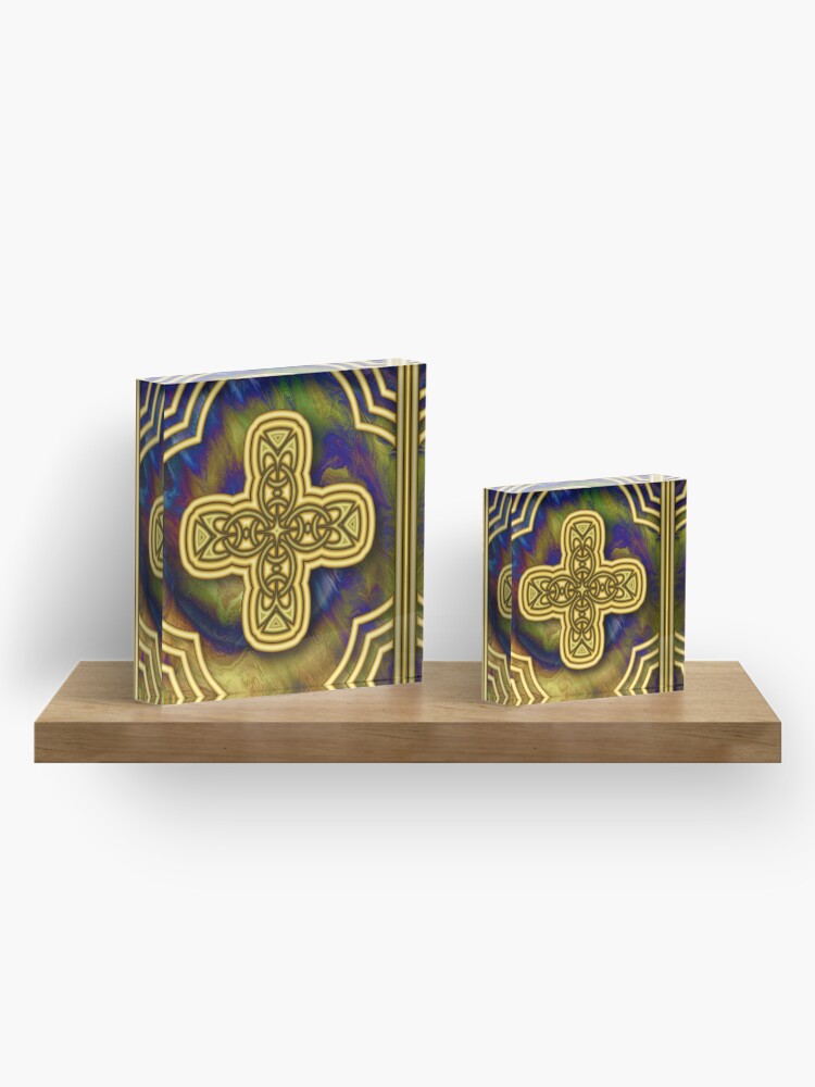 Alternate view of Gold Cross Acrylic Block