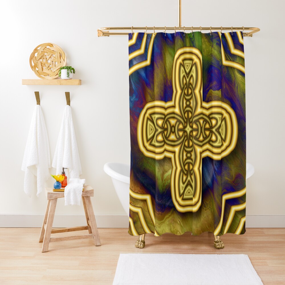 Gold Cross Shower Curtain