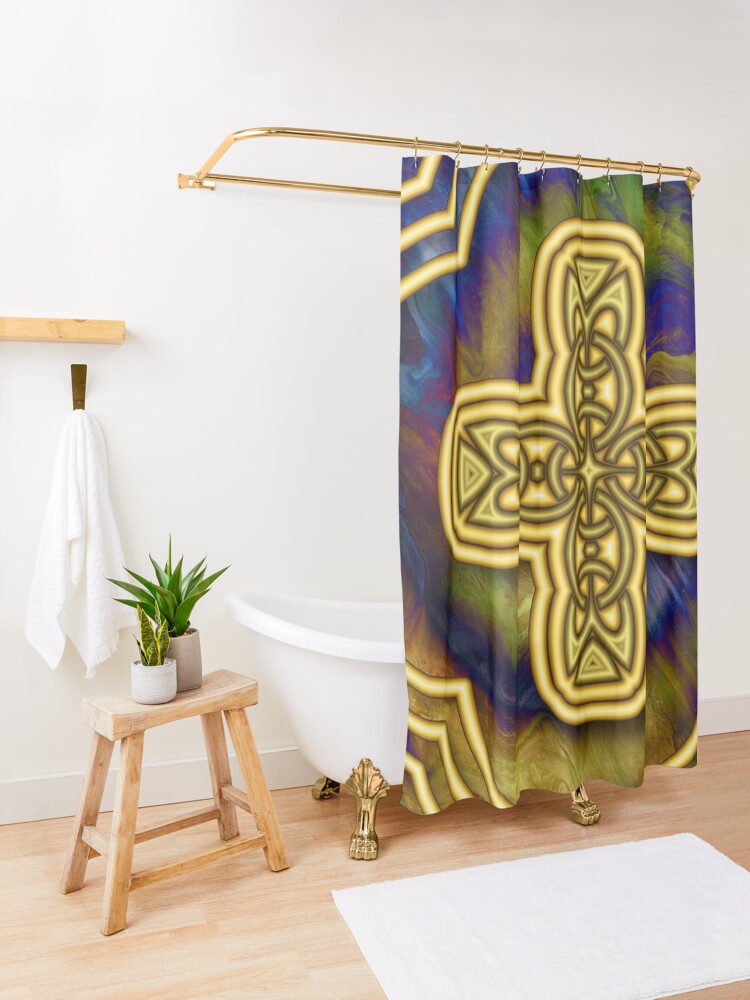 Alternate view of Gold Cross Shower Curtain