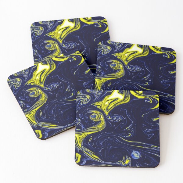 Item preview, Oil Droplet Modern Art in Blue Yellow Macro Style designed and sold by NeonAbstracts.