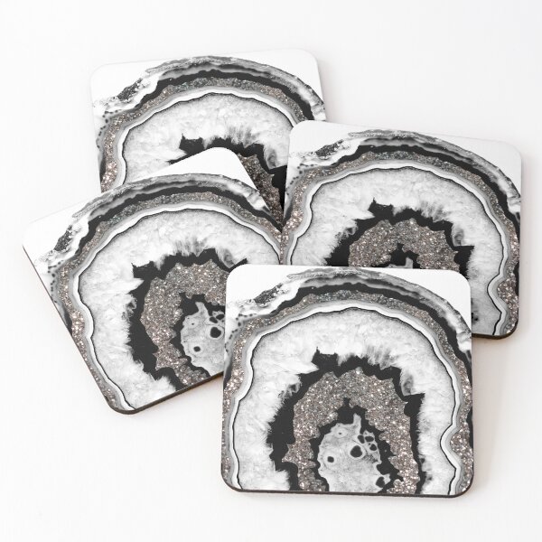 Item preview, Gray Black White Agate with Silver Glam #1a (Photo of Glitter Only - Not Reflective) designed and sold by Anita's & Bella's Art.