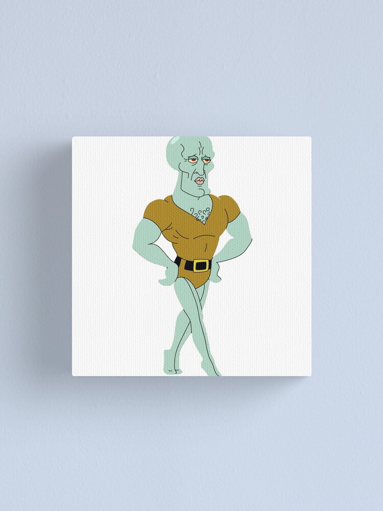 Handsome Squidward Meme Canvas Print By Nee1234 Redbubble 