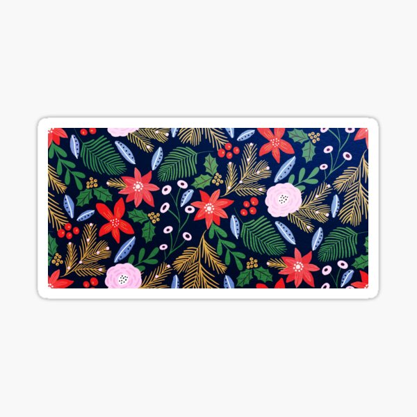 Christmas florals pattern with poinsettias Sticker
