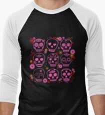 Mexican Pink Skulls Men's Baseball ¾ T-Shirt