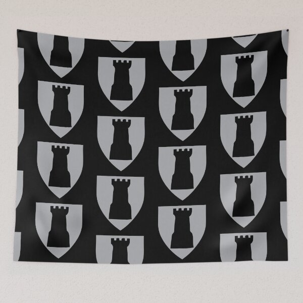 Item preview, Grey shield with a castle turret designed and sold by thetypographer.