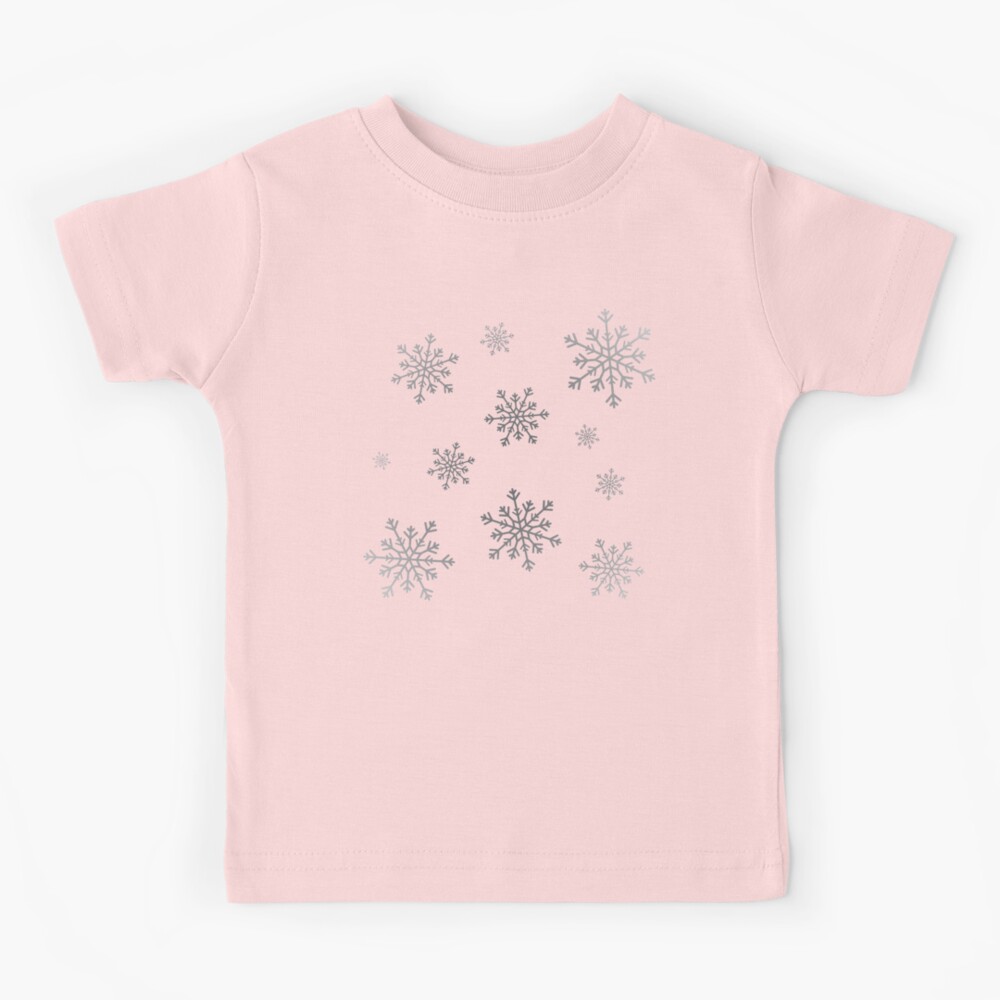 Pretty Silver Grey Snowflakes on White Background Kids T-Shirt for Sale by  Karen McFarland