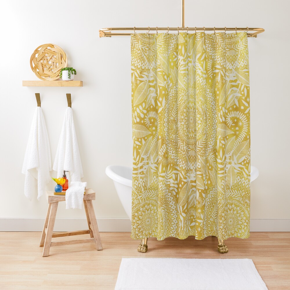 Medallion Pattern in Mustard and Cream Shower Curtain
