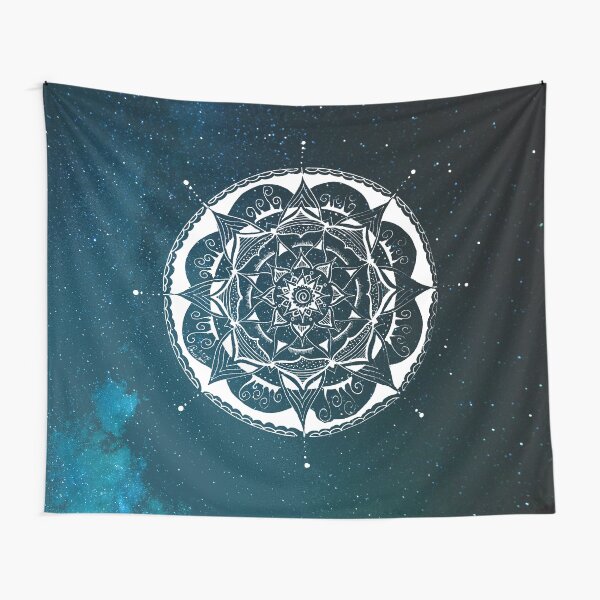 Mandala in the Universe, hand painted Tapestry