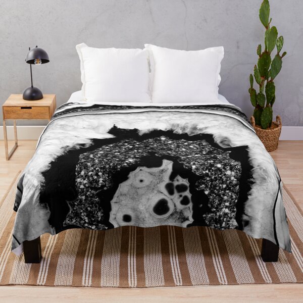Item preview, Gray Black White Agate with Black Silver Glam #2a (Photo of Glitter Only - Not Reflective) designed and sold by Anita's & Bella's Art.