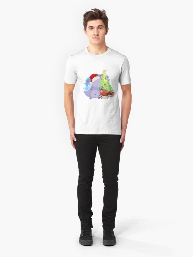 Alternate view of Treesaurus: a Dinosaur Christmas Slim Fit T-Shirt