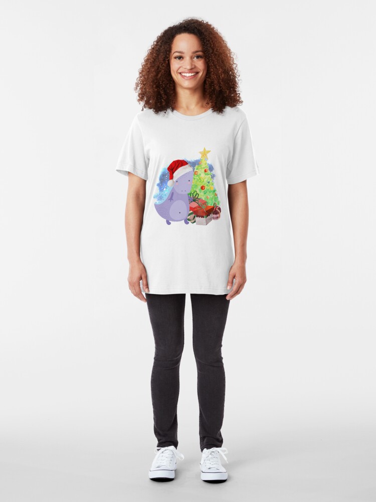 Alternate view of Treesaurus: a Dinosaur Christmas Slim Fit T-Shirt
