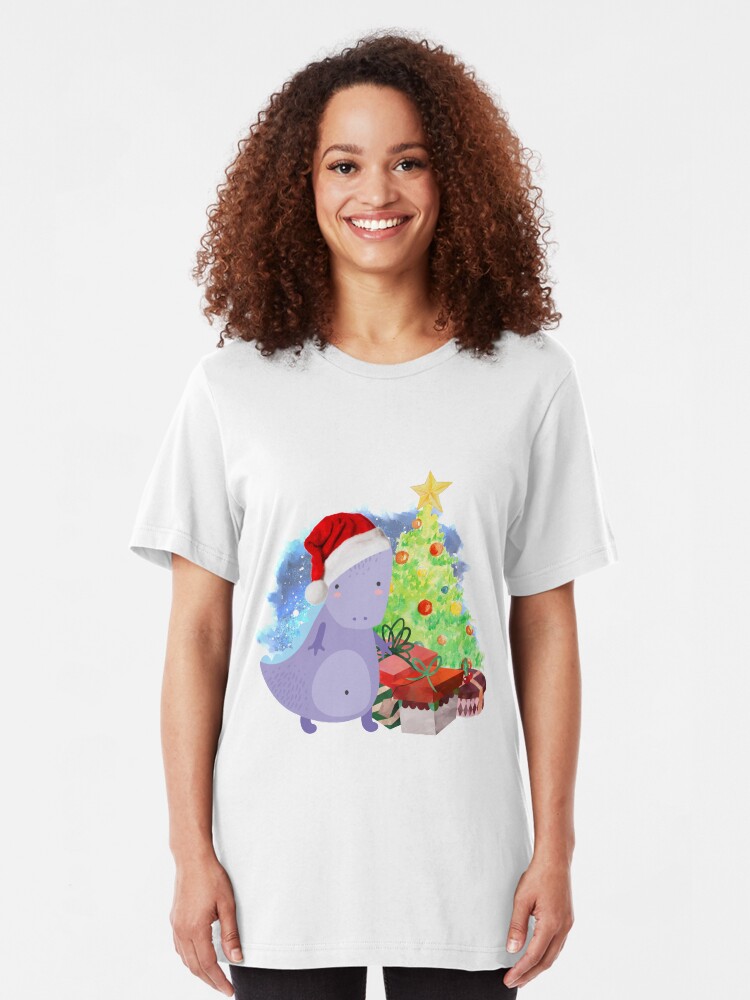 Alternate view of Treesaurus: a Dinosaur Christmas Slim Fit T-Shirt