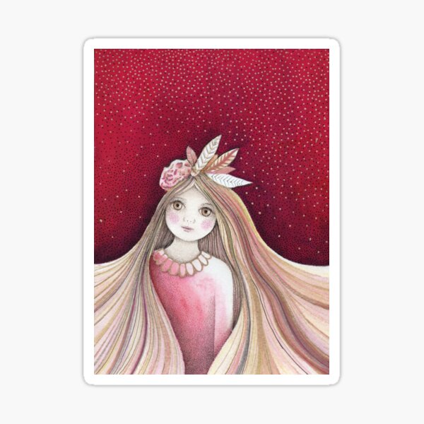 cute flower girl with very long blond hair Sticker