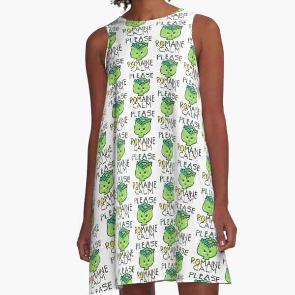Please Romain Calm Funny Foodie Quote A-Line Dress