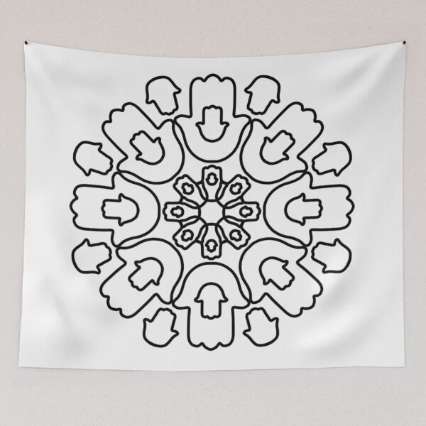 Item preview, Black White Hamsa Mandala designed and sold by sigdesign.