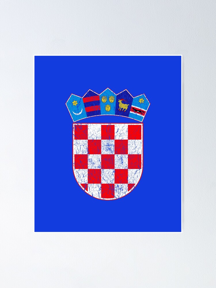 Poster Drapeau Croatie Croate Vintage Hrvatska Sahovnica Par Vladocar Redbubble