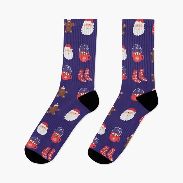 Item preview, Merry Christmas Pattern- Santa, Gingerbread Man, Hot Chocolate, Fuzzy Socks designed and sold by Awesomesauce-ST.