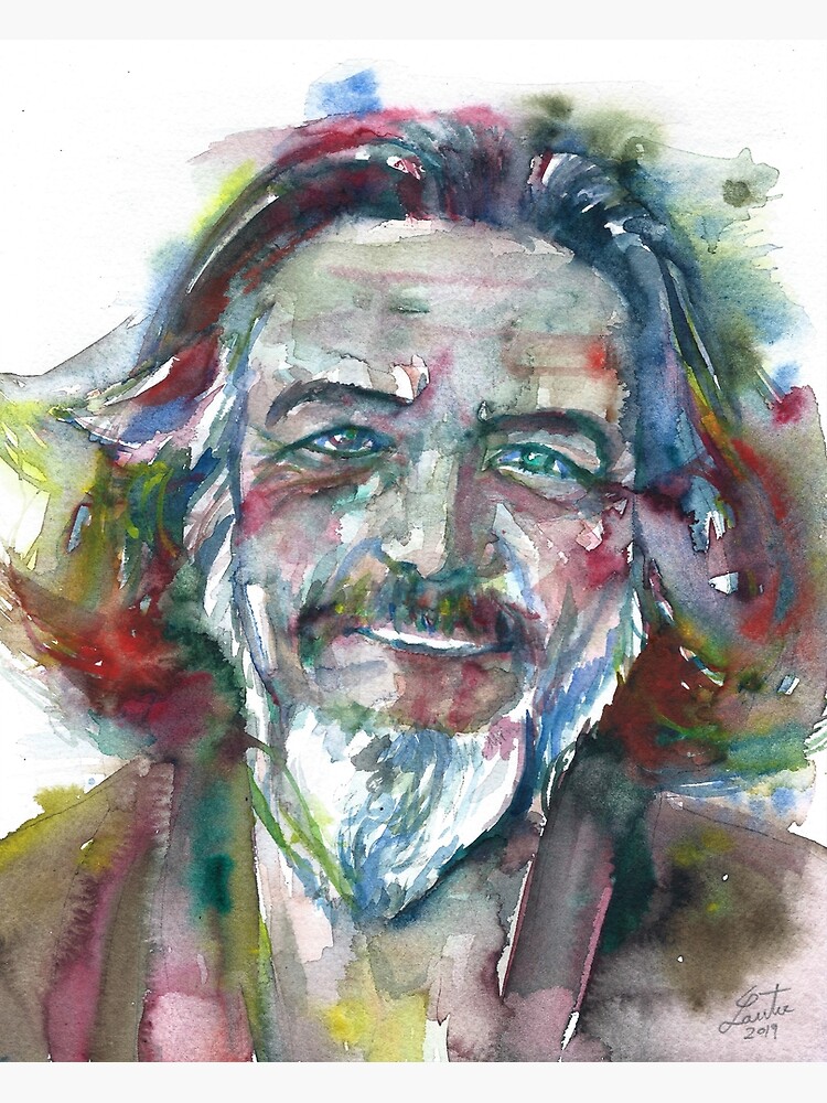 Discover ALAN WATTS watercolor portrait.12 Premium Matte Vertical Poster