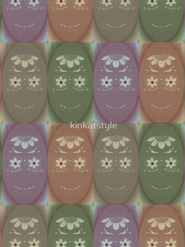 Thumbnail 4 of 4, A-Line Dress, Kansas Sunflower Eye Smile Skully designed and sold by kinkatstyle.