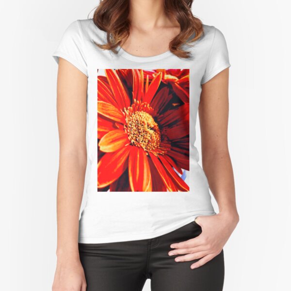 Orange Gerbera Fitted Scoop T-Shirt