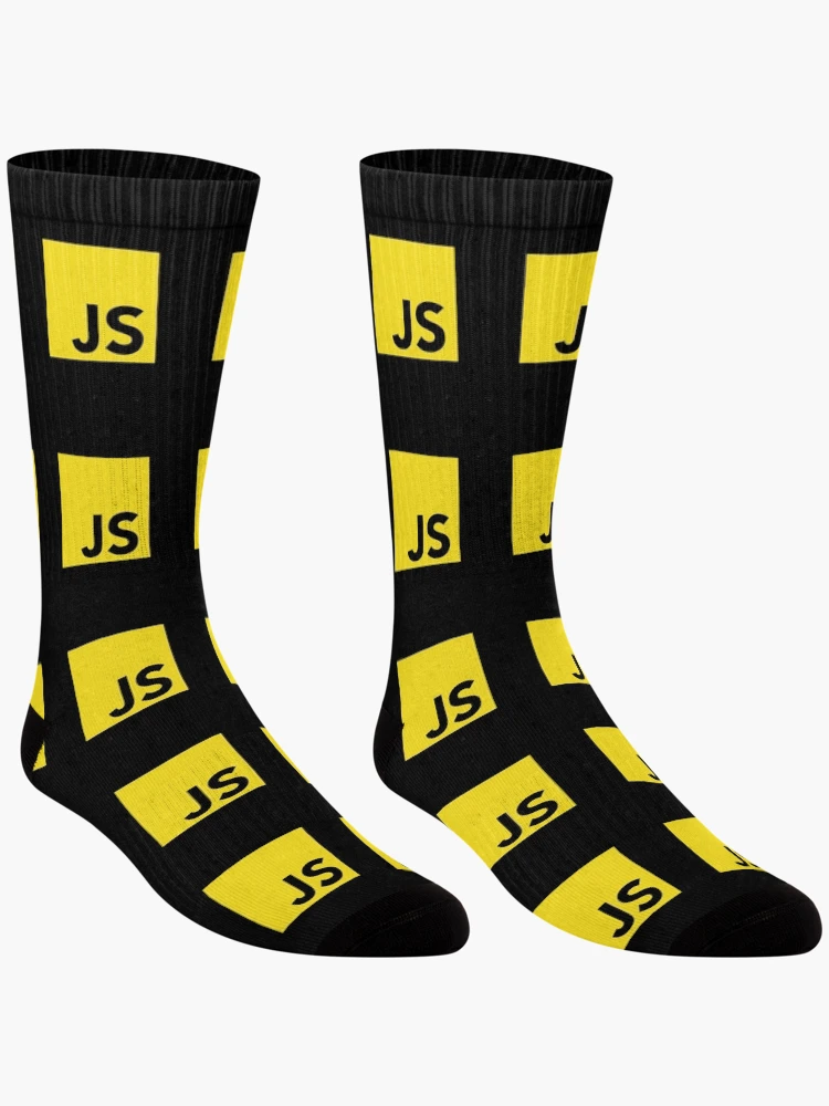 Aperçu 3 sur 5. Chaussettes avec l'œuvre Logo du programmeur JavaScript créée et vendue par vladocar.