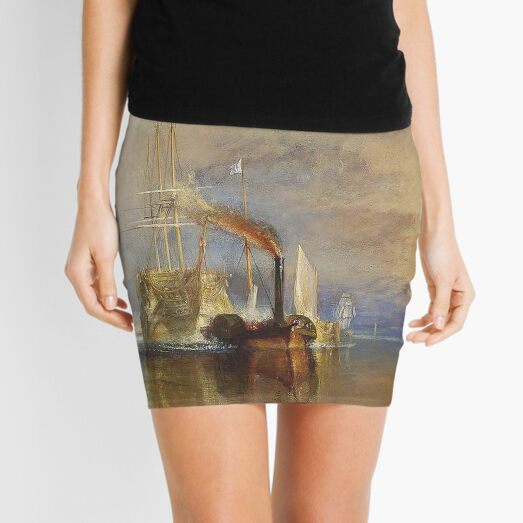 TURNER. The Fighting Temeraire, 1839, by Joseph Mallord William Turner. On White. Mini Skirt