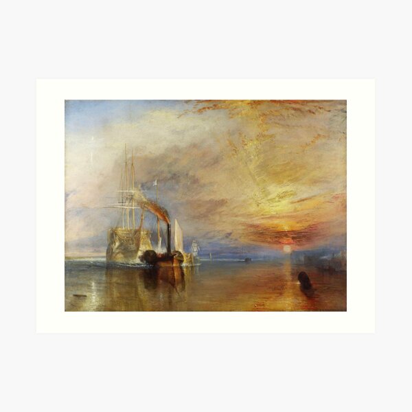 TURNER. The Fighting Temeraire, 1839, by Joseph Mallord William Turner. On White. Art Print