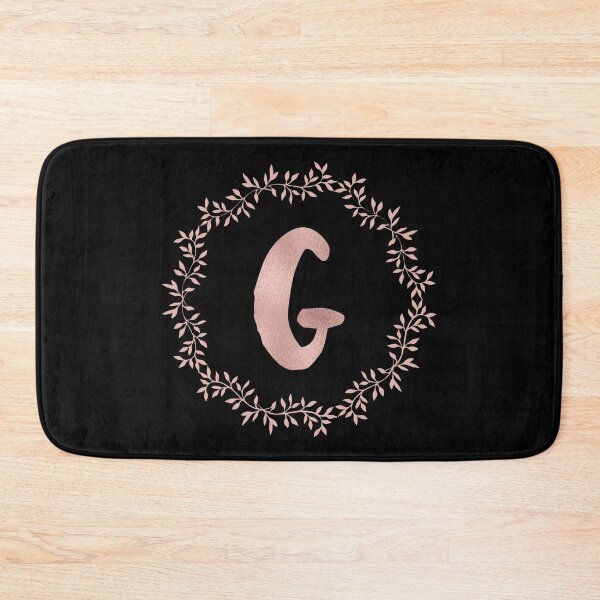 Item preview, Rose Gold Monogram G - Blush Pink Letter G on Black designed and sold by MysticMagpie.