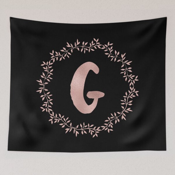Item preview, Rose Gold Monogram G - Blush Pink Letter G on Black designed and sold by MysticMagpie.