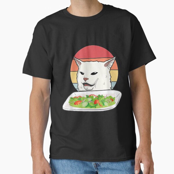 Item preview, Angry women yelling at confused cat at dinner table meme designed and sold by pestbeect1.