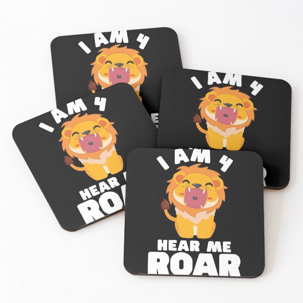 Item preview, Lion Birthday I am 4 hear me roar cute 4th birthday lion white text designed and sold by Scoopivich.