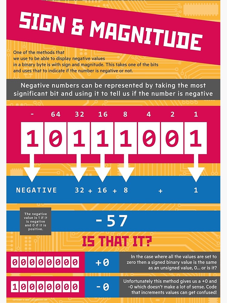 Discover Sign and Magnitude (Computer Science Numeracy) [Representing Negative Numbers] Premium Matte Vertical Poster