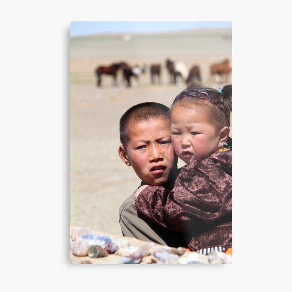 Mongolian kids Metal Print
