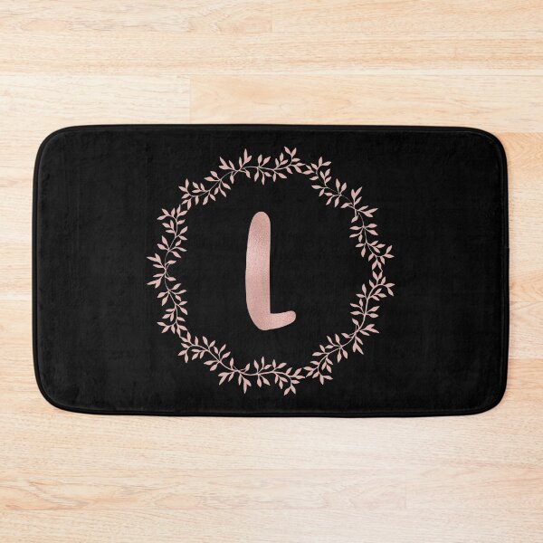 Item preview, Rose Gold Monogram L - Blush Pink Letter L on Black designed and sold by MysticMagpie.