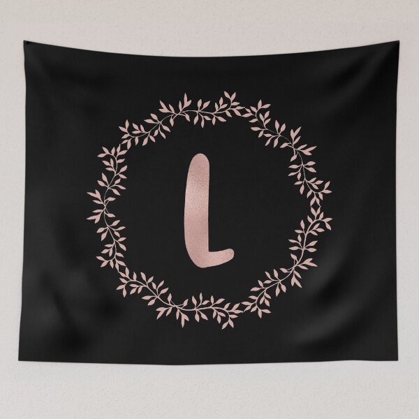 Item preview, Rose Gold Monogram L - Blush Pink Letter L on Black designed and sold by MysticMagpie.