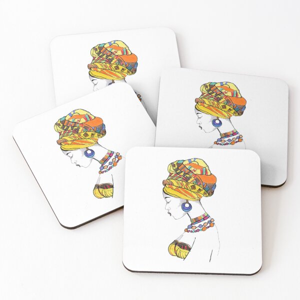 Item preview, Unique Yellow African Women Headband And Outfit Art Design designed and sold by HighArtDesigns.