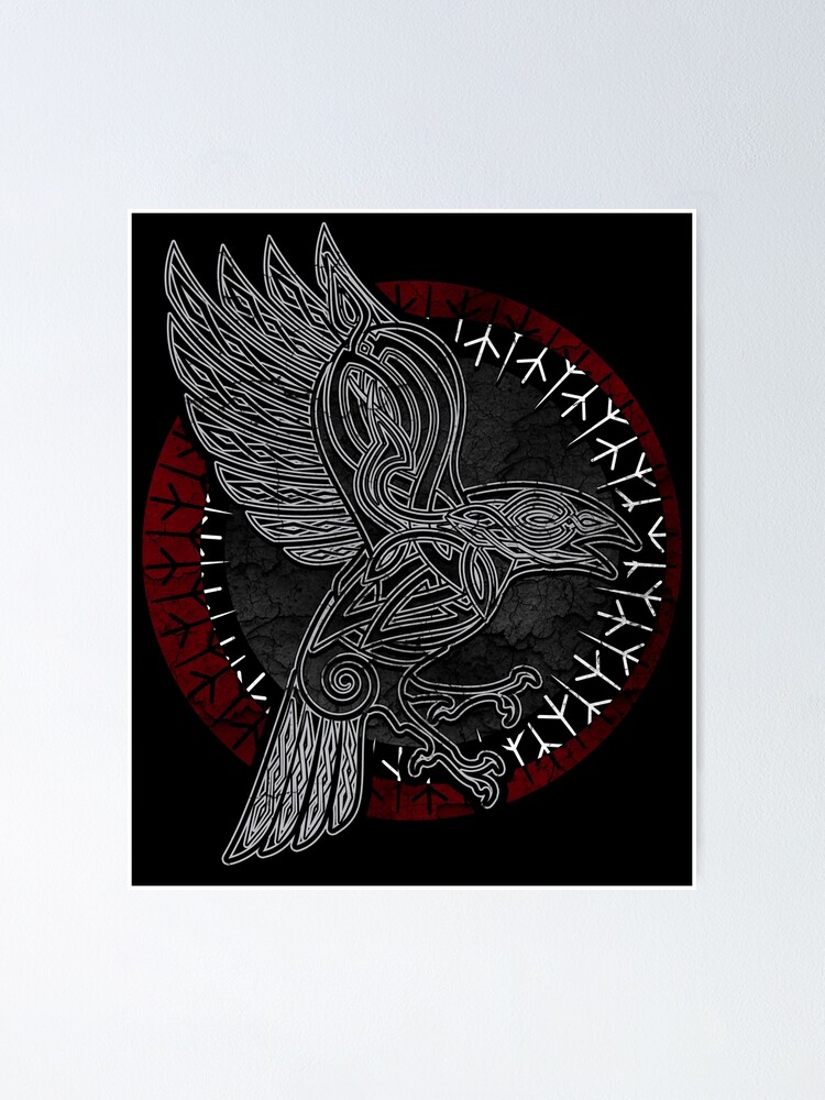 Viking Raven Hugin Munin Poster By Dorgaard Redbubble