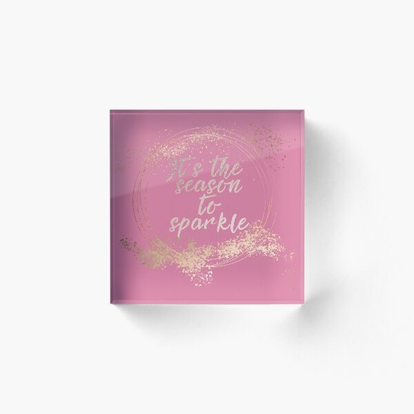 Pink Glam Christmas Decor Acrylic Block