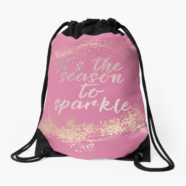 Pink Glam Christmas Decor Drawstring Bag