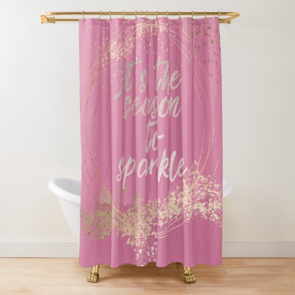 Pink Glam Christmas Decor Shower Curtain