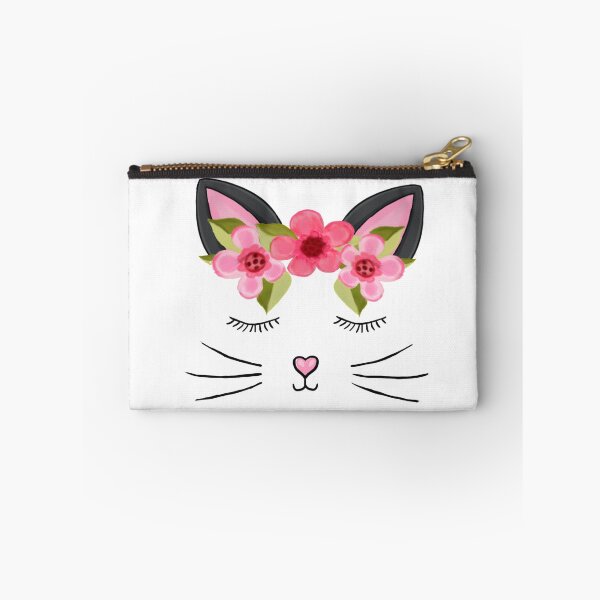 Item preview, Pink kitty cat face with flowers designed and sold by -Lumisa-Design-.