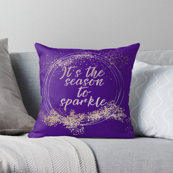 Purple Sparkly Christmas Decor Throw Pillow