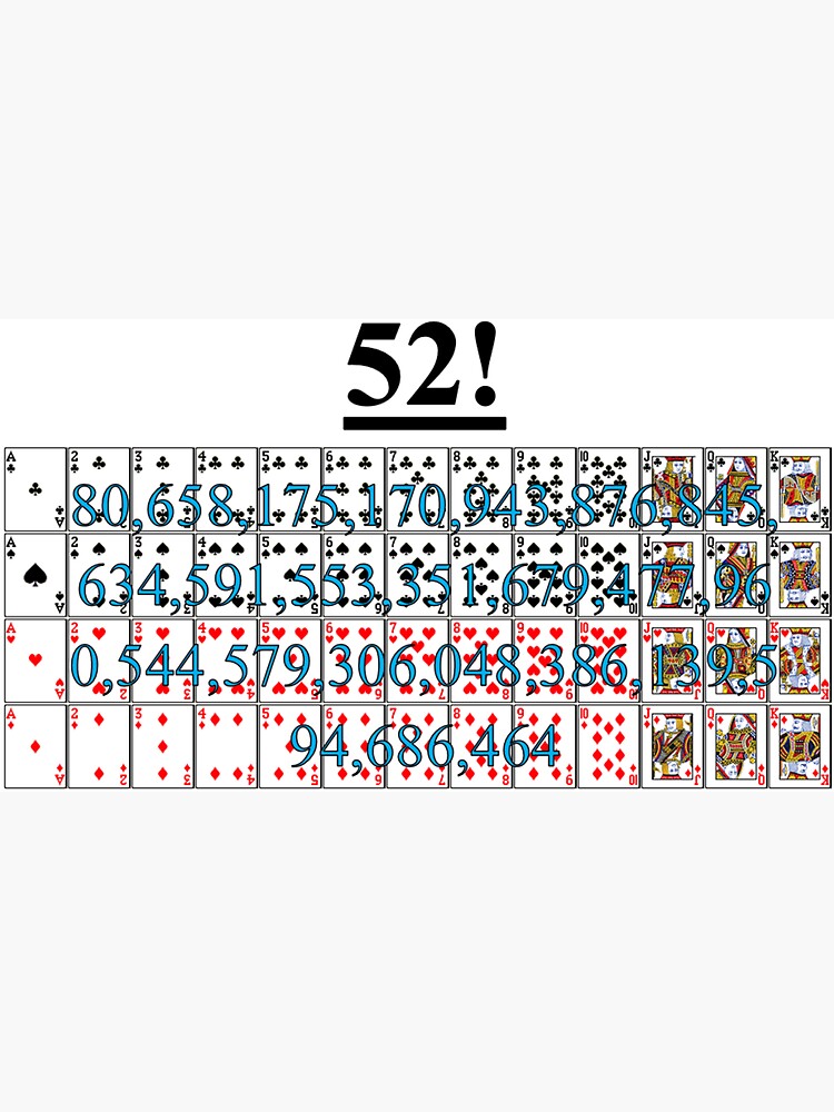 "The Odds of Shuffling Cards to this Order" Sticker for Sale by Kroll46