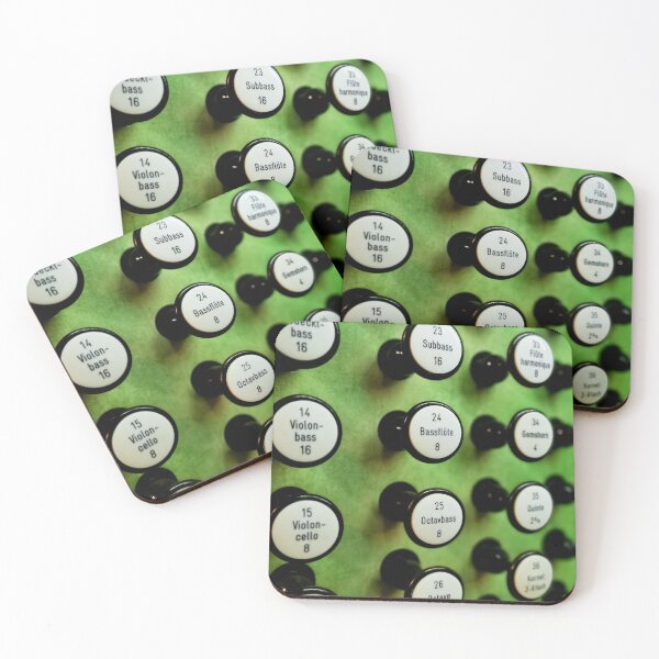 Item preview, White pipe organ stops on a green background designed and sold by Jenny Setchell.