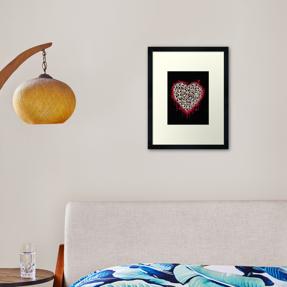 Skull Heart Framed Art Print